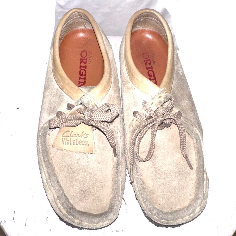 Clarks Original Wallabees Comfort Shoes Tan Womens Size 7M Rubber Sole